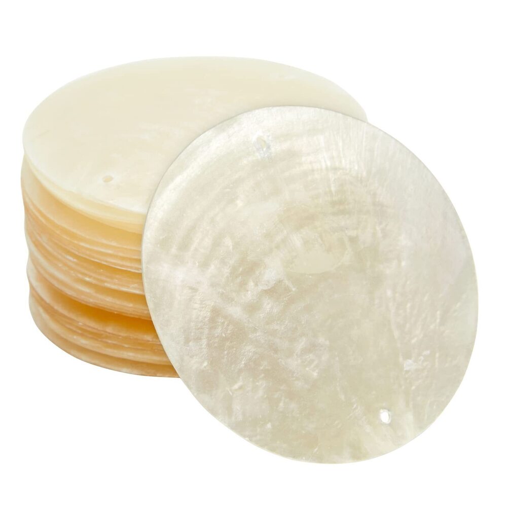 4976 20-Pack Round Capiz Shells with Holes - 2.5 in - Shell Charms